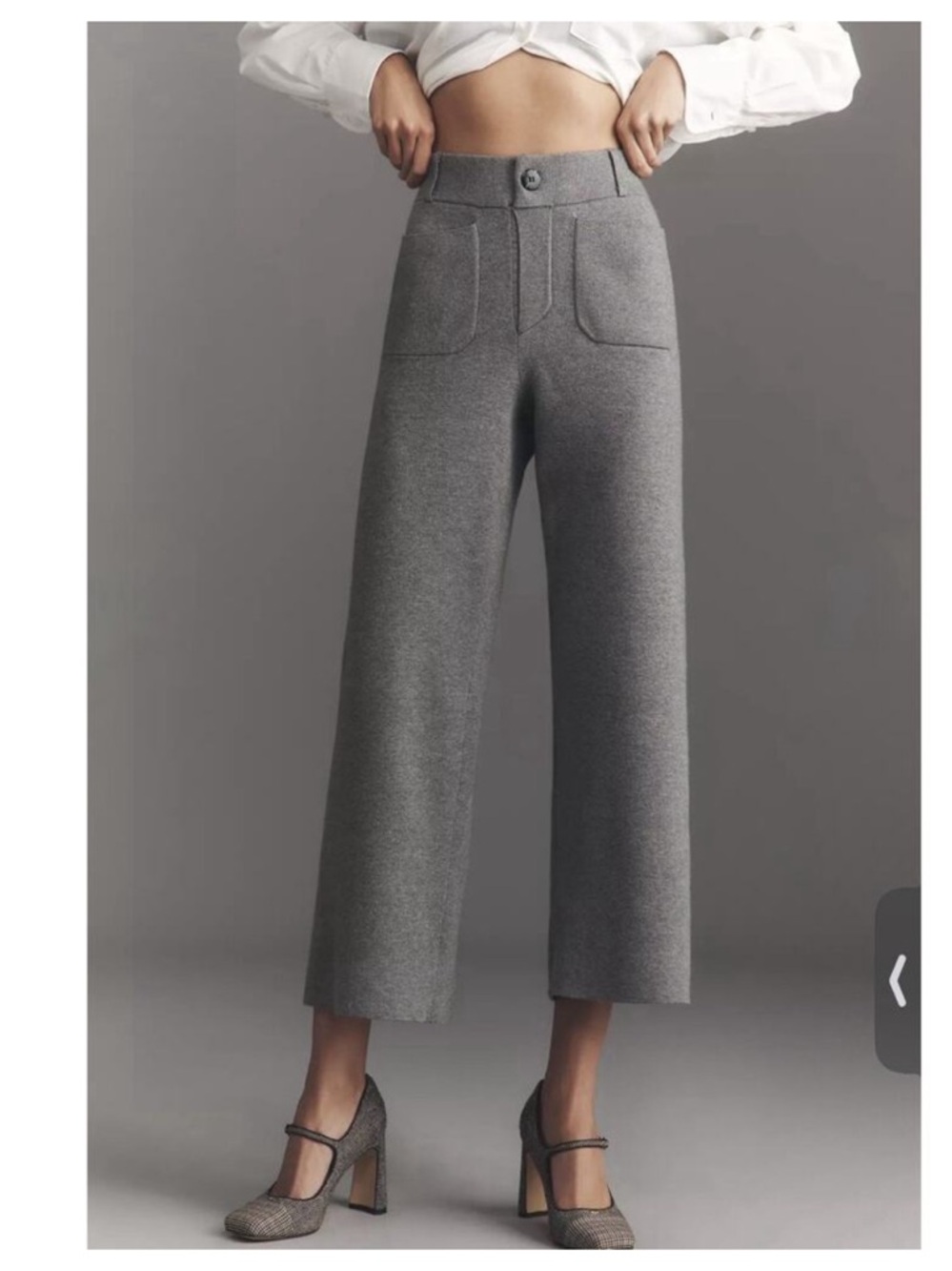 Anthropologie Maeve The Colette Wide Leg Grey Knit Sweater Crop Pant Size XS